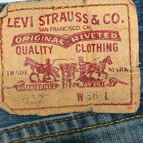 Levis 527 Jeans Mens 36x34 Blue Low Boot Cut Medium Wash Workwear Cowboy Western - Picture 5 of 12